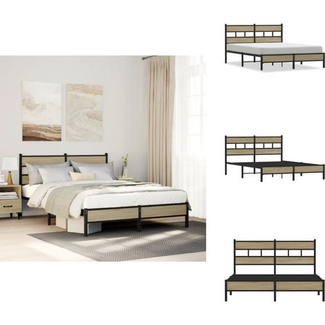 Cadre de lit sans matelas chêne sonoma 140x190 cm - Cadre De Lit - Cadres De Lit - Lit Double - Lit (1/5)