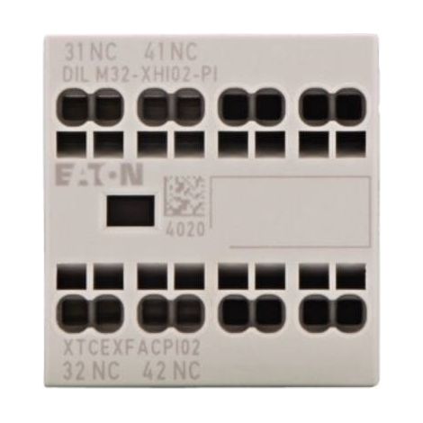 Eaton Bloque de contactos auxiliares, 2 polos, Ith= 16 A, 2 NC, Fijación frontal, Bornes Push-in, DILM7-10 - DILM38-10, 199310