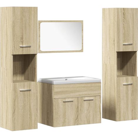 Maison Exclusive - 5-tlg. Badmöbel-Set Sonoma-Eiche Holzwerkstoff