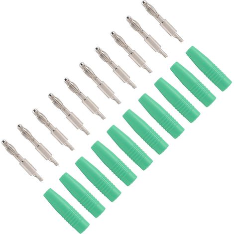 Lot de 10 fiches bananes mâles à souder de 4 mm (22,040) pour multimètre, cordons de test et haut-parleurs (vert). (1/5)