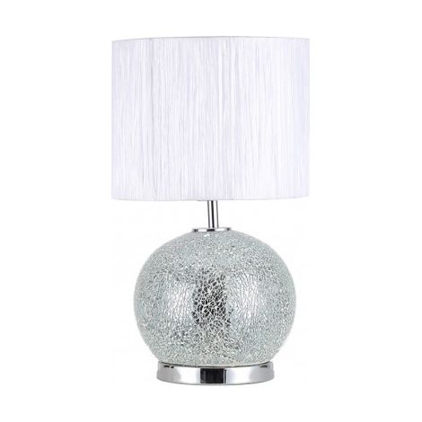 Lampada da tavolo in vetro Redwood 1xe27+led 5w 4000k 2 on/off 50x30x30 cm mosaico specchio/cromo c/pantalone bianco (1/4)