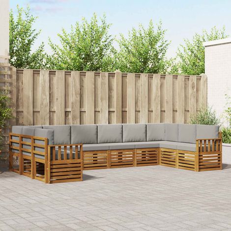 vidaXL Ecksofa Set mit Kissen 10 pcs Natürlich und Hellgrau (1/5)