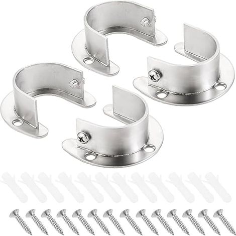 Lot de 4 supports de tringle à rideaux de 32 mm en acier inoxydable pour penderie de salle de bain et cuisine