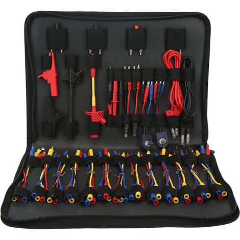 Kit de fils de test de circuit automobile – 28 bornes plates, 24 bornes rondes – Adaptateurs pour multimètre – Sac de transport inclus (1/5)