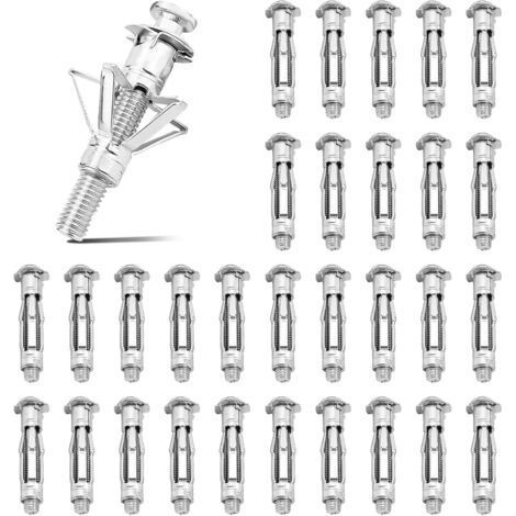 20 Pièces M6 x 37 mm Cheville Métalliques à Expansion, Fixation d'Objets Légers, pour 3-20 mm Plaques de Plâtre Creuses, Murs Creux (1/5)
