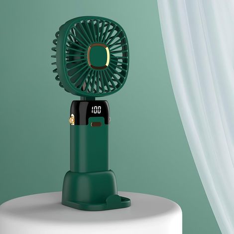 Ventilador de Cuello Portátil Plegable con 5 Velocidades, Pantalla LED y Soporte para Móvil, Recargable por USB – Ideal para Camping, Oficina y Viajes