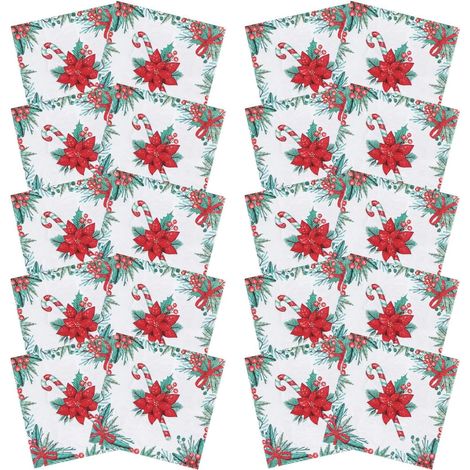 Serviettes d'invité douces en papier double épaisseur (lot de 20) – Motifs de Noël (sucre d'orge, sapin, bonhomme de neige, baies) (1/5)