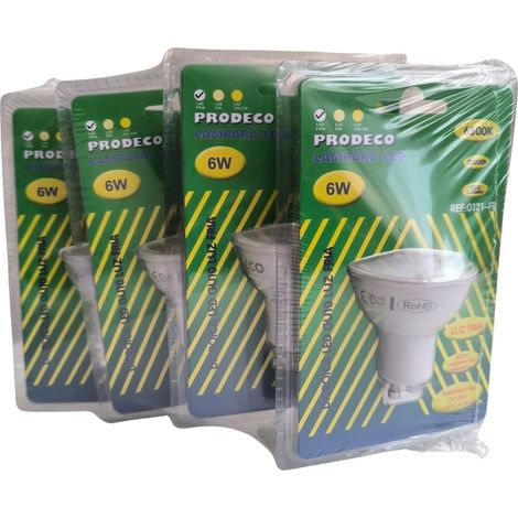 Pack x4 Bombillas LED GU10 6W – Luz Fría 6500K (1/2)
