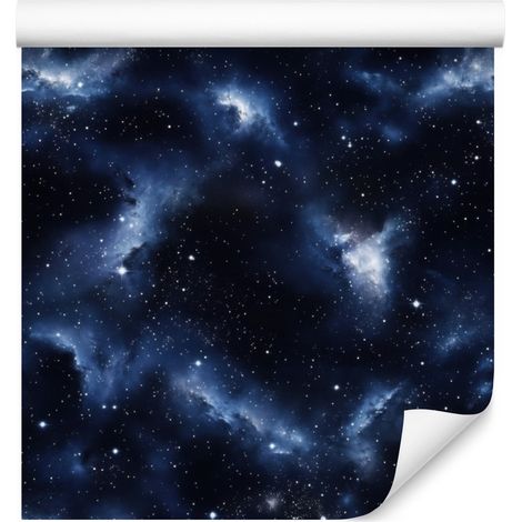 Carta da parati acquerello galassia blu navy e blu navy, dettagli raffinati 50x1000 cm (1/5)