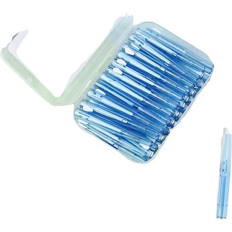 Cepillos interdentales, material suave, limpieza higiénica, 60 unidades, color azul. (1/2)
