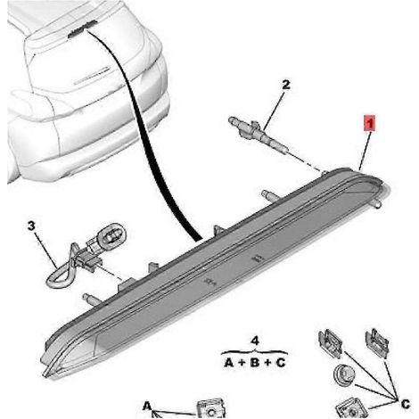 Luce di Stop a LED avanzata 9600412680 per auto, compatibile con i modelli SW II 508 SW (2008) e C4 Picas 6351LX. (1/5)