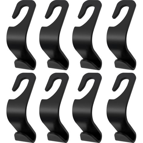 8 Pcs Car Headrest Hooks, Car Storage Hooks for Handbags and Purses Coats Grocery Bags (Black)