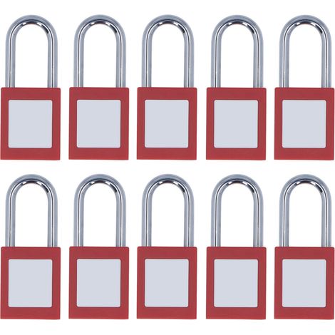 Lot de 10 cadenas de consignation/déconsignation chromés, réutilisables, monoblocs, avec clé, pour l'industrie. (1/5)