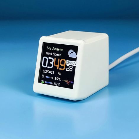 Réveil numérique intelligent Prévisions météo pour bureau Décoration de bureau photo, station météo numérique intelligente avec Wi-Fi (blanc) (1/5)