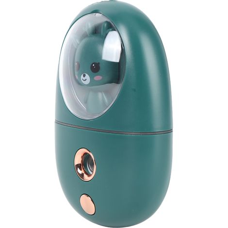 Vaporisateur facial miniature rechargeable USB en forme d'animal mignon, humidificateur pour les yeux et le visage, idéal pour les voyages, 35 ml, 500 mAh, vert (1/5)