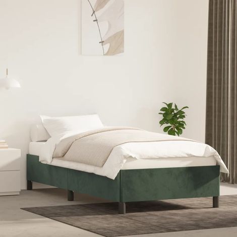 Estructura de cama sin colchón terciopelo verde oscuro 90x200cm vidaXL