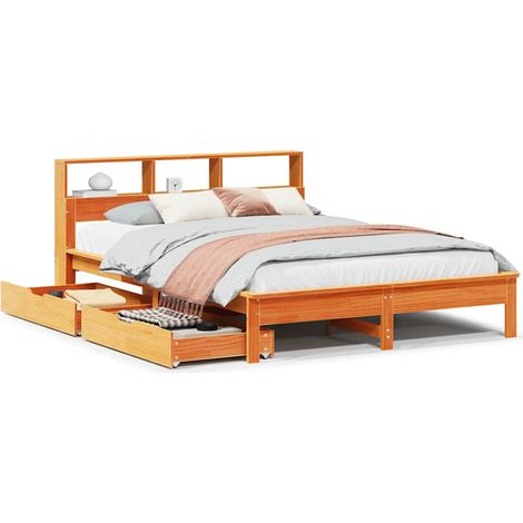 Maison Exclusive - Letto Libreria senza Materasso Marrone Cera 140x200 cm in Pino