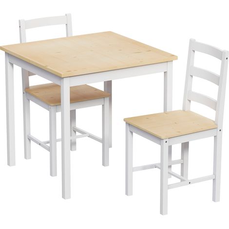 Yorkshire 2 Seater Wooden Dining Table Set Chairs Kitchen Room Furniture, White-&-Pine