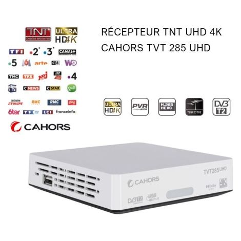 Récepteur TNT UHD 4K – Décodeur PVR Ready – Free To Air – Fonction Time Shift – Lecteur multimédia HDMI – USB 2.0 – M-E