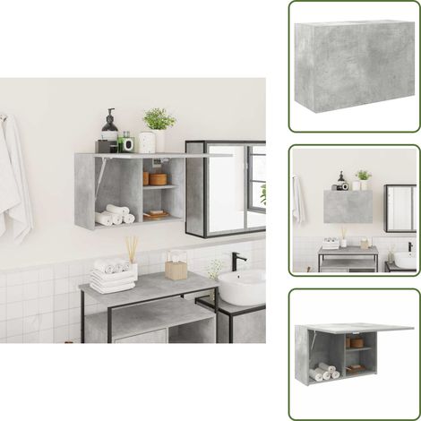 Muebles de baño decorativos - vidaXL Mueble de pared baño madera ingeniería gris hormigón 60x25x40cm - Armario de madera