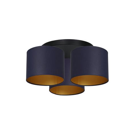 Plafoniera nera Arden 3 paralumi blu oro 3xE27 Luminex