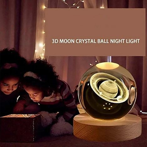 3D-Galaxie-Kristallkugellampe, Mond- und Planetenlampe, Valentinstagsgeschenk, E (1/5)