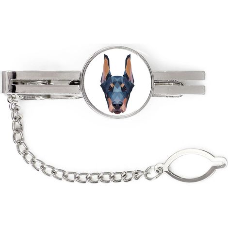Dobermann, Dobermann I - Pinza de corbata geométrica con foto e inscripción Art-Dog (1/4)