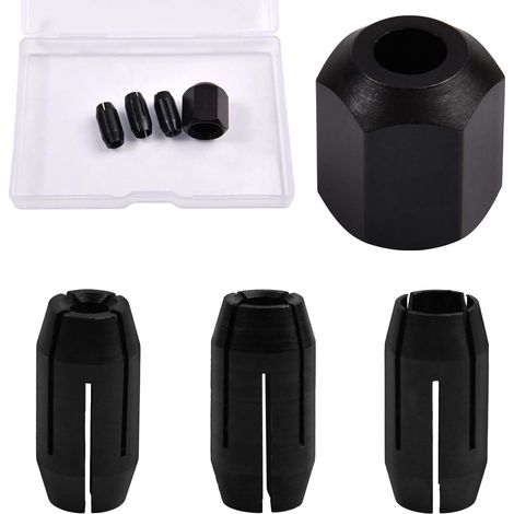 CN1 Kit de pince et d’écrou de rechange, 3 pièces CN1 389244-00 389243-00 Pinces d’outil de découpe (1/8", 5/32", 1/4") pour outils de scie à spirale Rotozip Défonceuses de cloisons sèches (1/5)