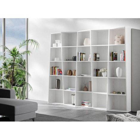 Librería de pared blanca diseño moderno salón oficina Trek 5 (1/5)