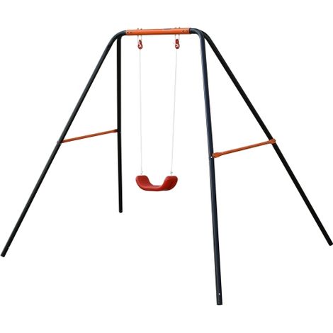 Single-Person Metal Swing, Robust Steel Frame, Thick Blow-moulded Seat, for Garden / Outdoor Use
