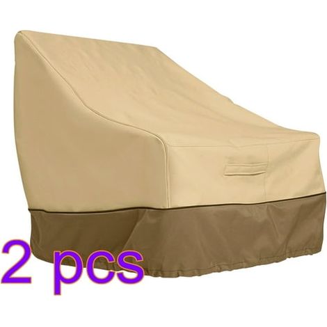 Lot de 2 Housses de Chaise Longue Extérieur Imperméable, Protection Fauteuil Jardin Résistant à l'Eau, Couleur Café et Kaki, Taille Profonde (1/5)