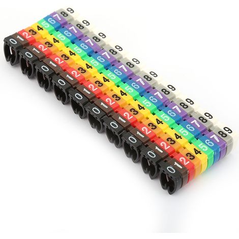 Digitale Nummerierung für Kabelröhrchen, Kabelmarkierung, farbig (100 Stück, 6 mm²) (1/5)