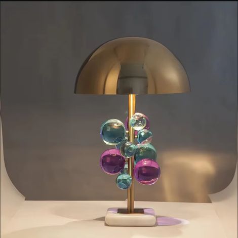 Lampe de table sphérique, lampe champignon créative, lampe de chevet sphérique en verre coloré, lampe de lecture, pour chambre, salon