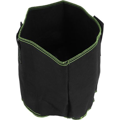 Sac de culture biodégradable, en tissu non tissé, pour légumes et fleurs, avec poignées, noir (7 gallons) (1/5)