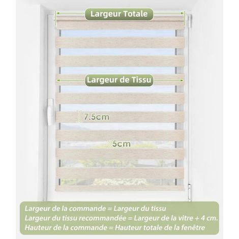 Store Enrouleur Jour Nuit - Polyester Effet Lin - 40 x 150 cm - Sans Perçage - 1 Unite (1/5)