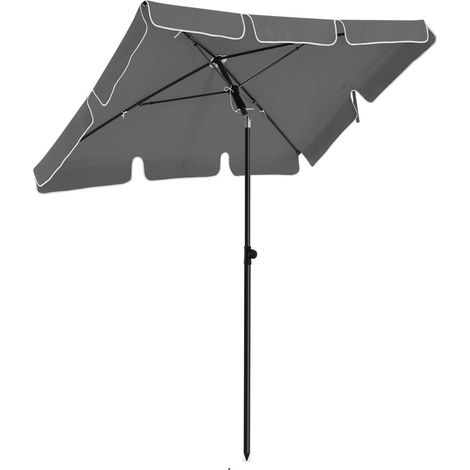 Ombrellone da balcone rettangolare 2 x 1 25 m Protezione UPF 50+ ombrellone in tela con rivestimento in PA borsa per il trasporto terrazza giardino senza base grigio 120001821
