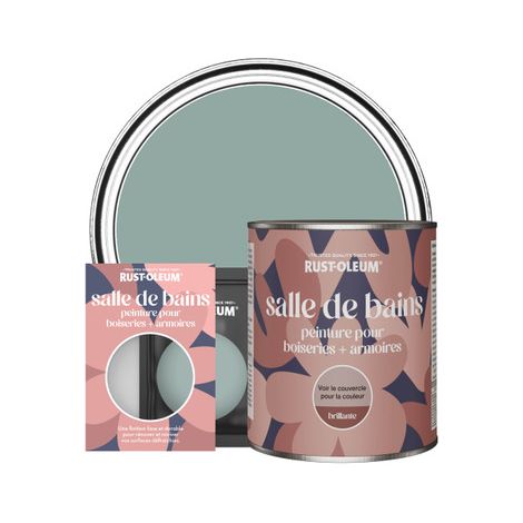 Peinture pour Boiseries & Armoires de Salle de Bains, Finition Brillante - Bleu Gris (1/2)