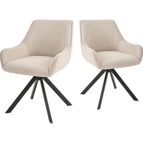 Goeurvant Sillón giratorio 360° con respaldo curvado y cojín mullido, la combinación perfecta entre estilo y comodidad - Juego de 2 - Beige (1/5)