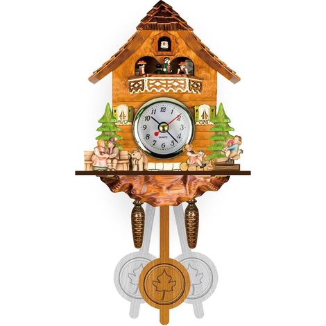 Horloge Coucou Murale Antique en Bois avec Pendule et Oiseau Mécanique, Décoration Maison Campagne (1/5)