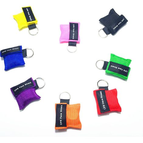 8 Multicol or Pack of 10 CPR Face Shield Masks with Keychain Ring First Aid Kit Face Shields for First Aid Training (1/5)