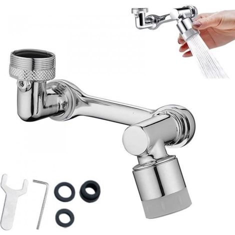 Mousseur Robinet Pivotant à 1080 ° Réglable Filtre Anti,éclaboussures Embout Robinet Robinet D'extension-ECONOMISEUR D'EAU (1/4)