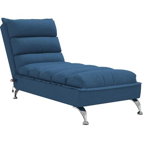 vidaXL Chaise Longue Massaggi con Cuscini Blu in Tessuto