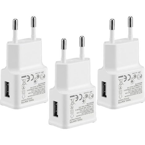 3 Pièces Chargeur USB 5V 1A, Prise Secteur USB AC DC Adaptateur, Chargeurs 5V pour Caméras IP, Tablettes, Lecteurs MP3, Liseuses, LED Lights, Monitoring, Teléfonos móviles, et Outils Électriques (1/5)