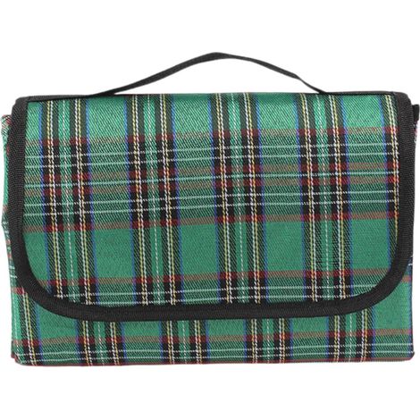 Eendelige Picknickdecke, wasserdichte und warme Picknickdecke für Ihre Box - 80 x 150 cm. Perfekt für Picknicks, Wanderungen und Camper bei Strandaktivitäten. Grüner geblokter Patroon.