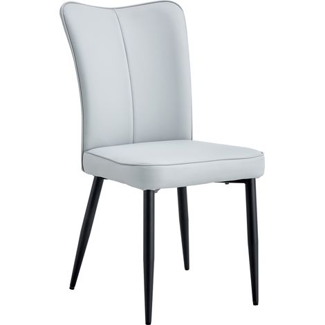 Set tavolo rotondo 60 cm con 2 sedie PU grigio chiaro MDF e metallo HOMVRA (1/5)