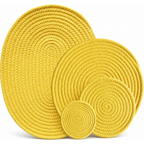 dessous-de-plat isolant jaune 30 cm en coton pour la maison