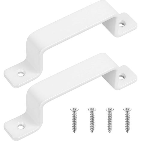 Poignées de porte en fonte vintage robustes, lot de 2, Blanc, idéal pour extérieur, garage, armoire et intérieur (1/5)