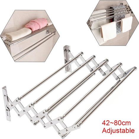 Porte - serviettes salle de bains rétractable 42 - 80 cm porte - serviettes en acier inoxydable salle de bains cuisine murale