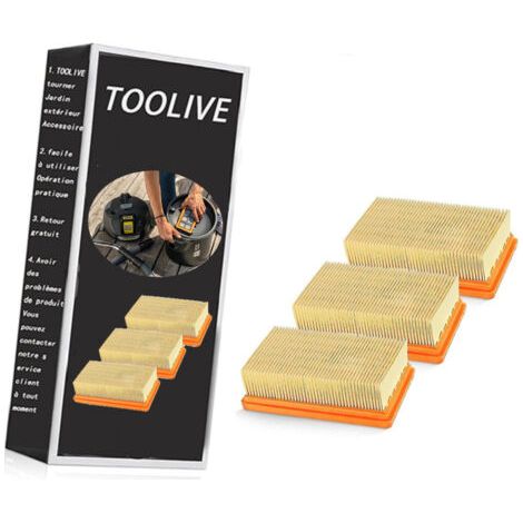 Lot de 3 filtres plissés plats de rechange Karcher Mv4 Mv5 Mv6 Wd4 Wd5 Wd6, Wd4p Wd5p Wd6p Wet-dry Vacuu- (1/3)