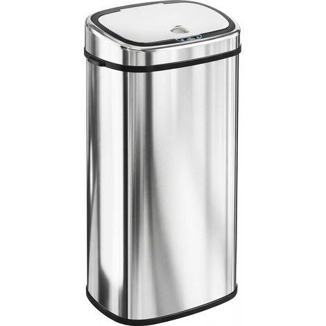 Küchenabfalleimer, 68 Liter, mit automatischer Öffnung per Infrarotsensor und manueller Touch-Bedienung, 40,5 x 29,5 x 78 cm, silber (1/5)